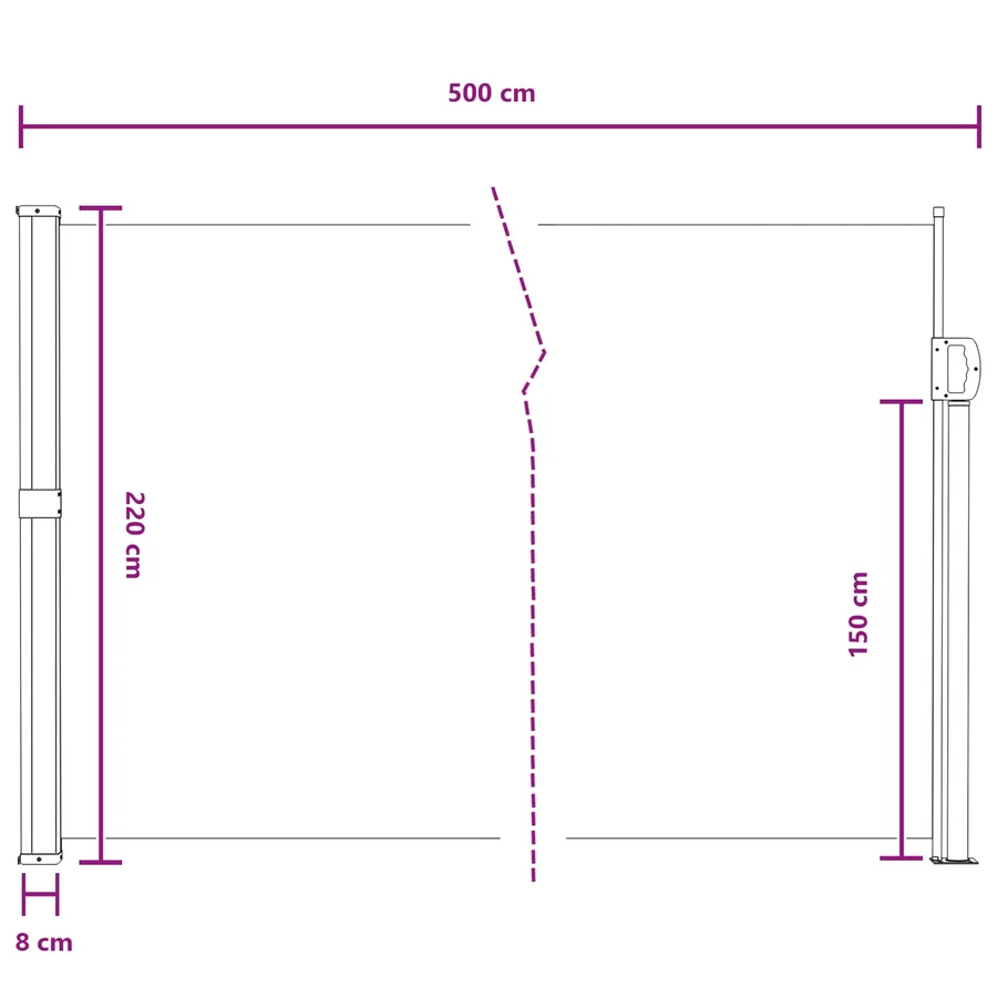 Store latéral rétractable Gris 500 x 220 cm Polyester - 8