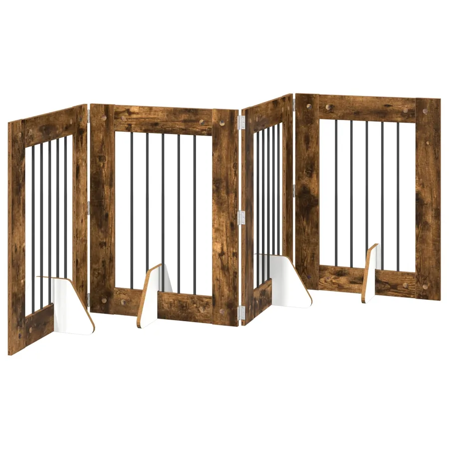 Porte de chien pliable avec supports 4 pcs Chêne fumé 241 cm - 2