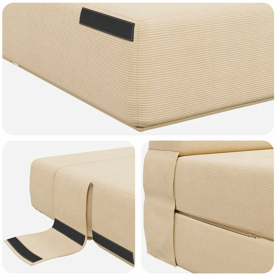 Canapé-lit pliable Crème 152 x 86,5 x 60 cm Tissu - 6