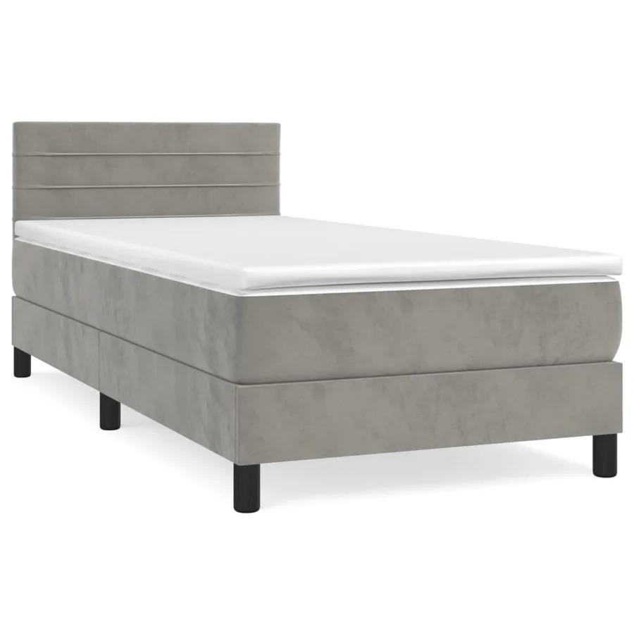 Sommier à lattes de lit et matelas Gris clair 90x190 cm Velours - 2