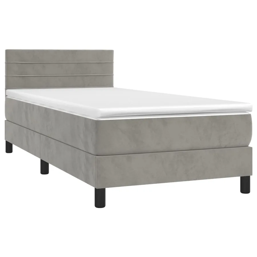 Sommier à lattes de lit et matelas Gris clair 90x190 cm Velours - 3