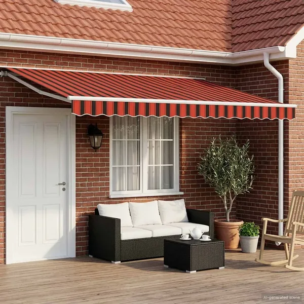 Auvent rétractable électrique Orange, Noir et Blanc 4 × 3 m