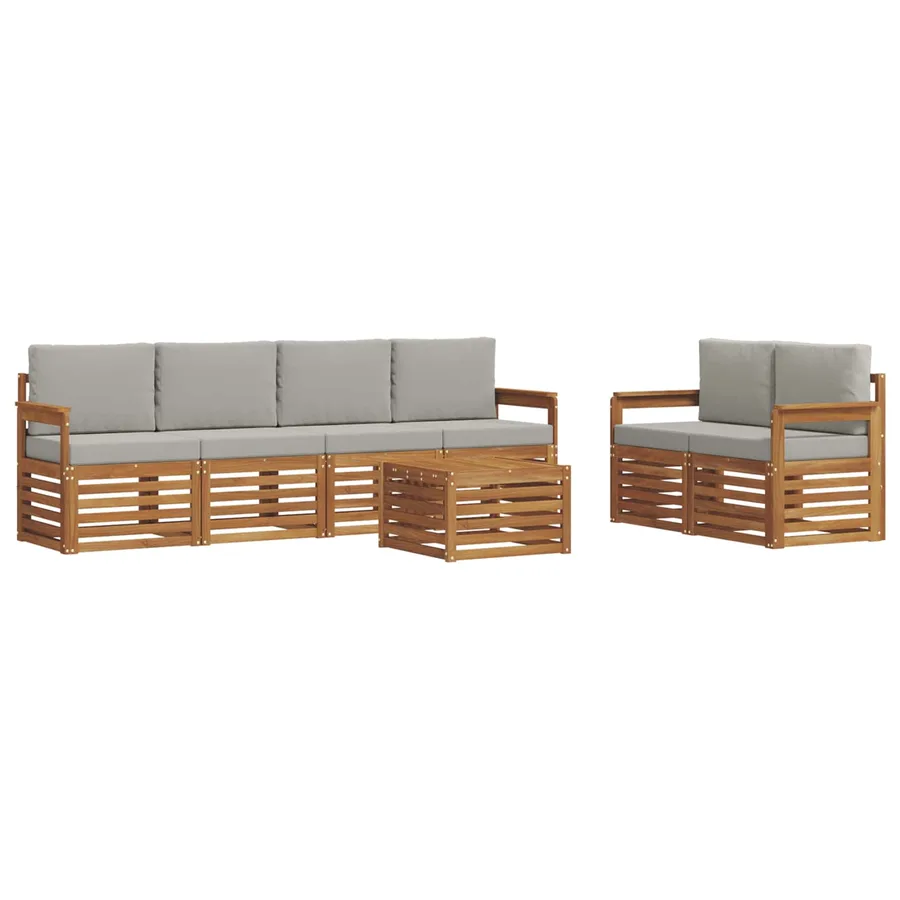 Ensemble de canapés d'extérieur 7 pcs Gris Naturel et Clair - 2