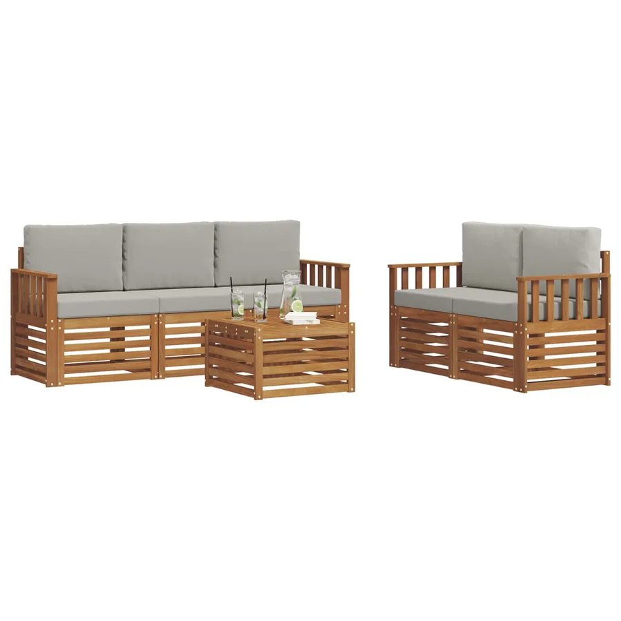 Ensembles de canapés avec coussin 6 pcs Gris Naturel et Clair - 3
