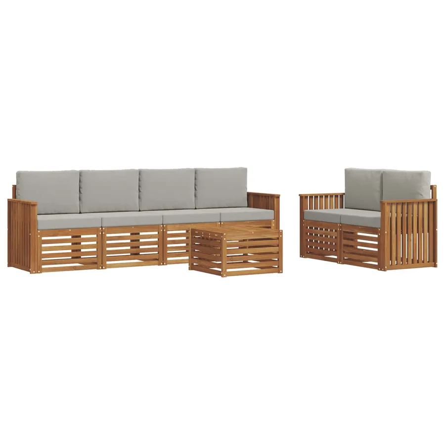 Ensemble de canapés d'extérieur 7 pcs Gris Naturel et Clair - 2