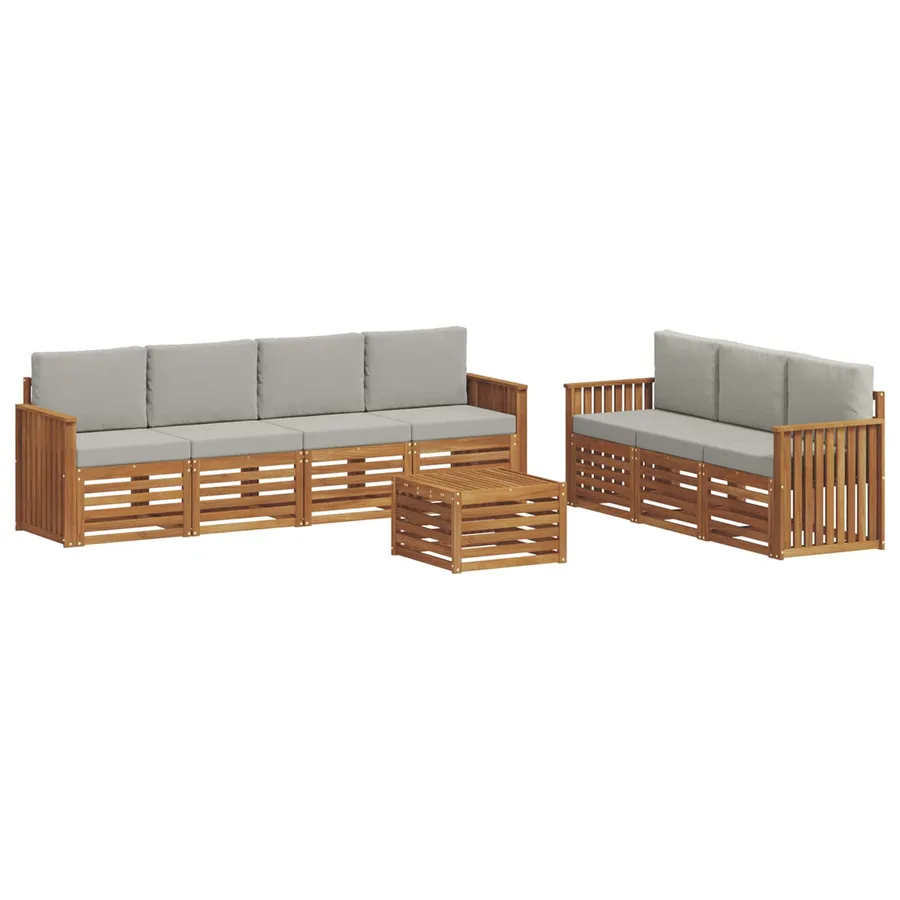 Ensembles de canapés avec coussin 8 pcs Gris Naturel et Clair - 2