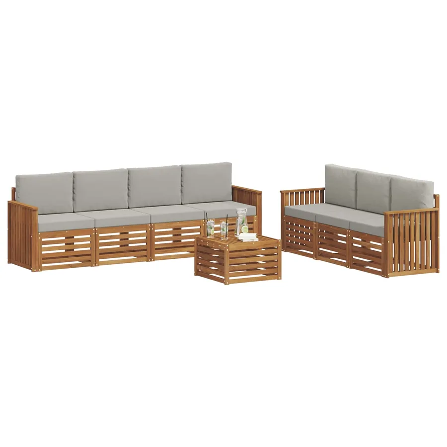 Ensembles de canapés avec coussin 8 pcs Gris Naturel et Clair - 3