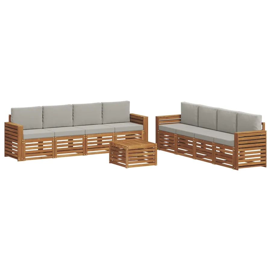 Ensembles de canapés avec coussin 9 pcs Gris Naturel et Clair - 2