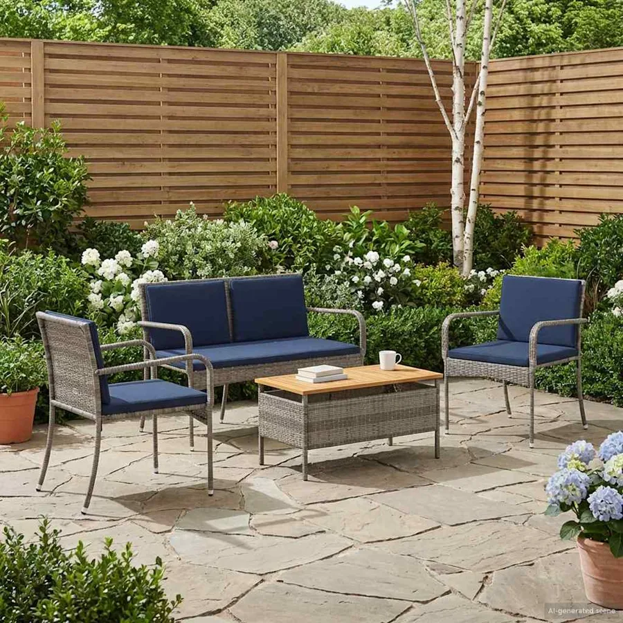 Ensemble de jardin avec coussin acier - 3