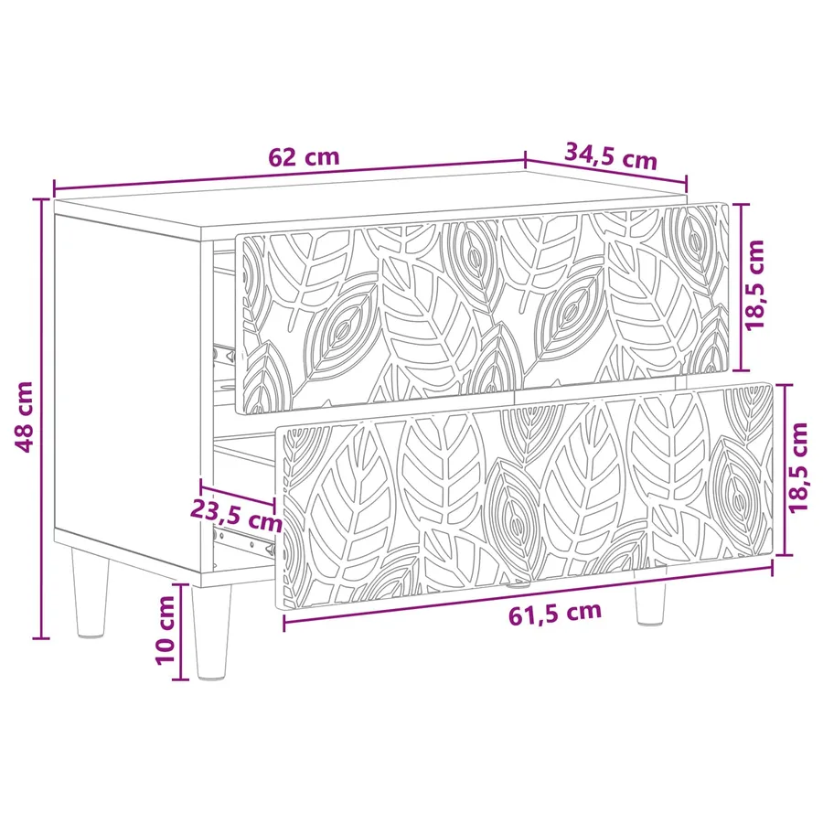 Table de chevet Blanc brillant 62 x 34,5 x 48 cm - 10
