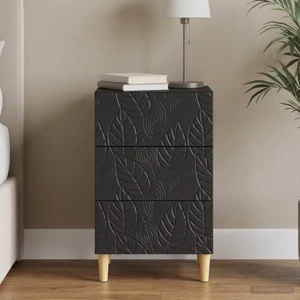Table de chevet Noir 43 x 39,5 x 66,5 cm Bois d'ingénierie