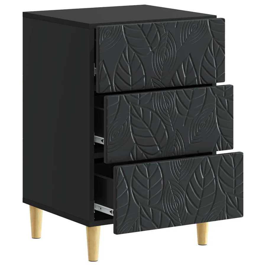 Table de chevet Noir 43 x 39,5 x 66,5 cm Bois d'ingénierie - 3