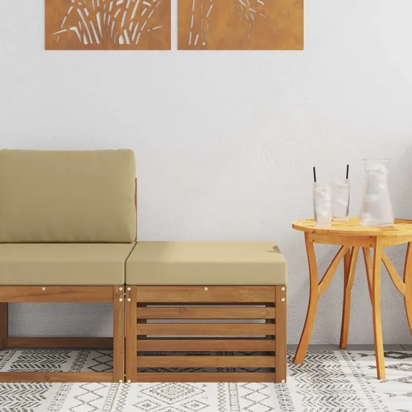 Pouf d'Extérieur Bois d'Acacia Massif Naturel