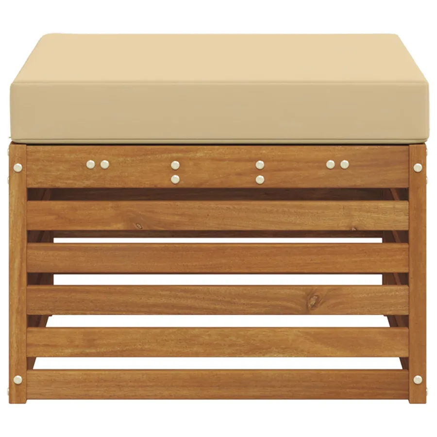 Pouf d'Extérieur Bois d'Acacia Massif Naturel - 4