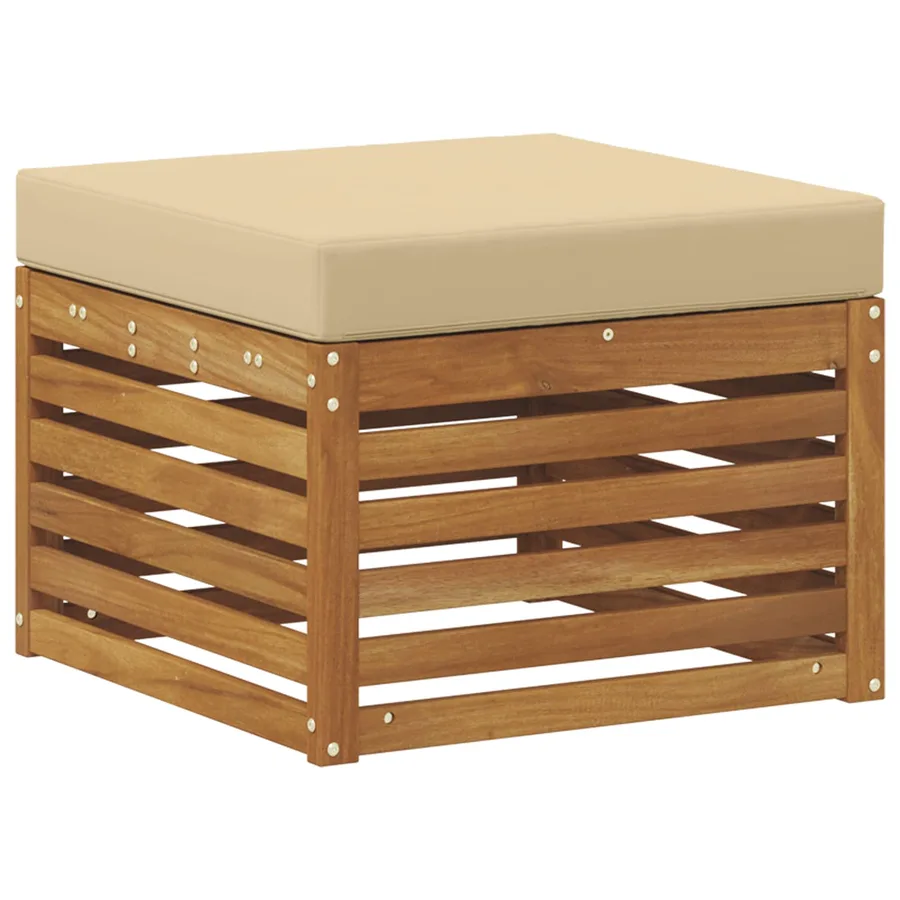 Pouf d'Extérieur Bois d'Acacia Massif Naturel - 5