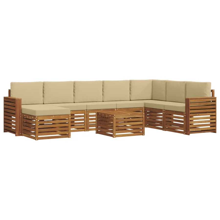 Ensemble de canapés d'extérieur 9 pcs Naturel et Beige - 2