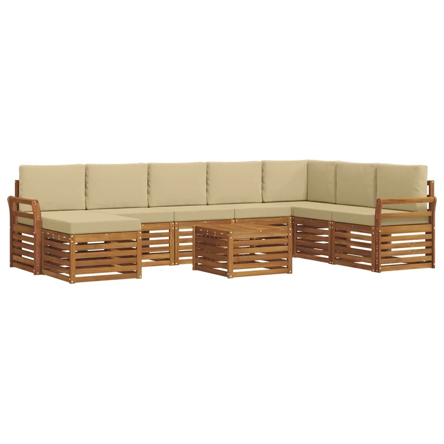 Ensemble de canapés d'extérieur 9 pcs Naturel et Beige - 2