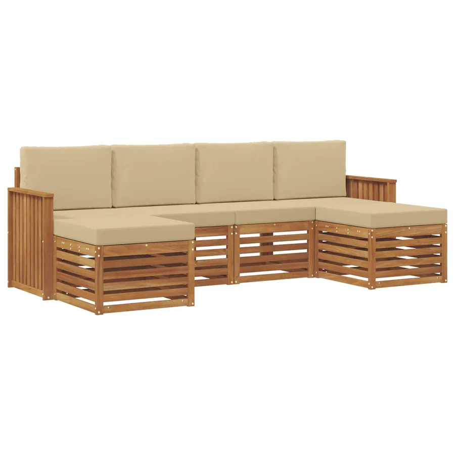 Ensembles de canapés avec coussin 6 pcs Naturel et Beige - 2