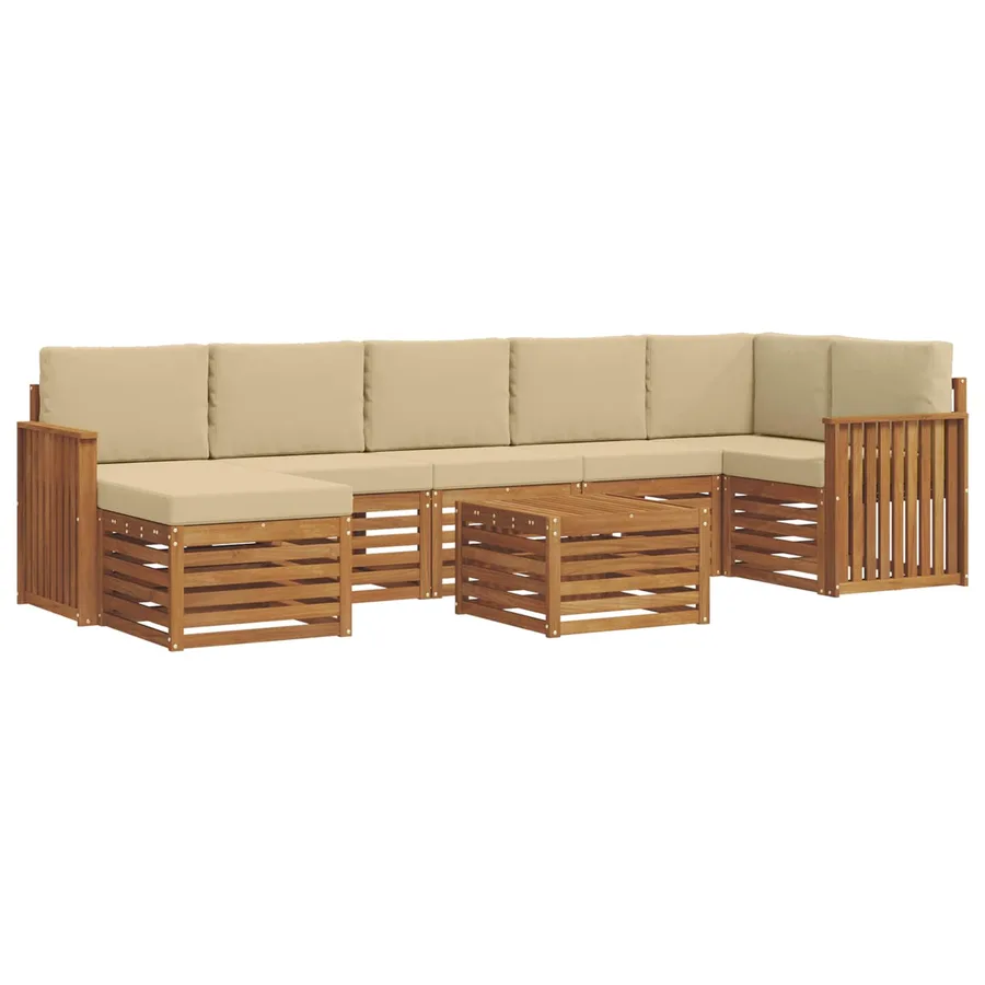 Ensemble de canapés d'extérieur 8 pcs Naturel et Beige - 2