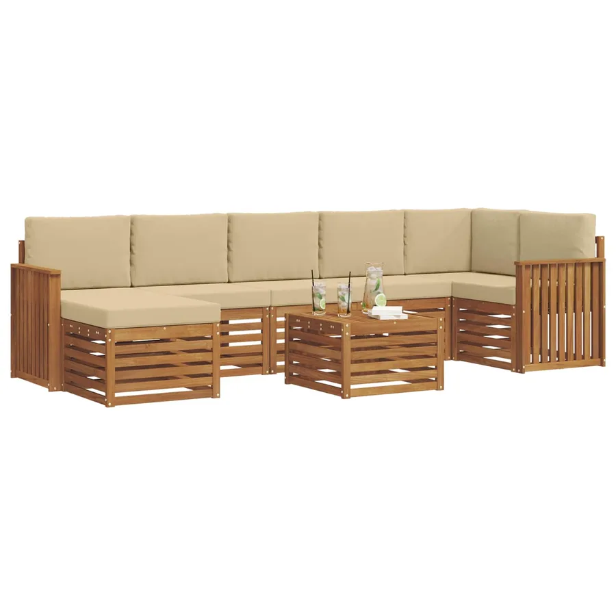 Ensemble de canapés d'extérieur 8 pcs Naturel et Beige - 3