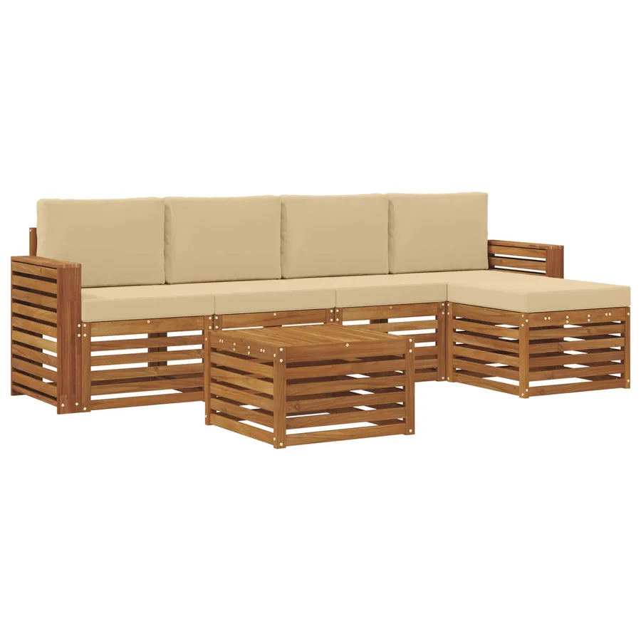 Ensemble de canapés d'extérieur 6 pcs Naturel et Beige - 2
