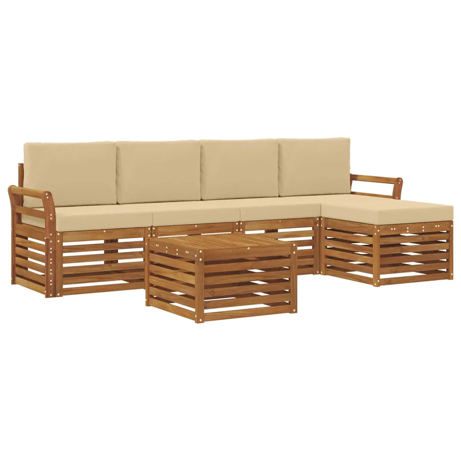 Ensemble de canapés d'extérieur 6 pcs Naturel et Beige - 2