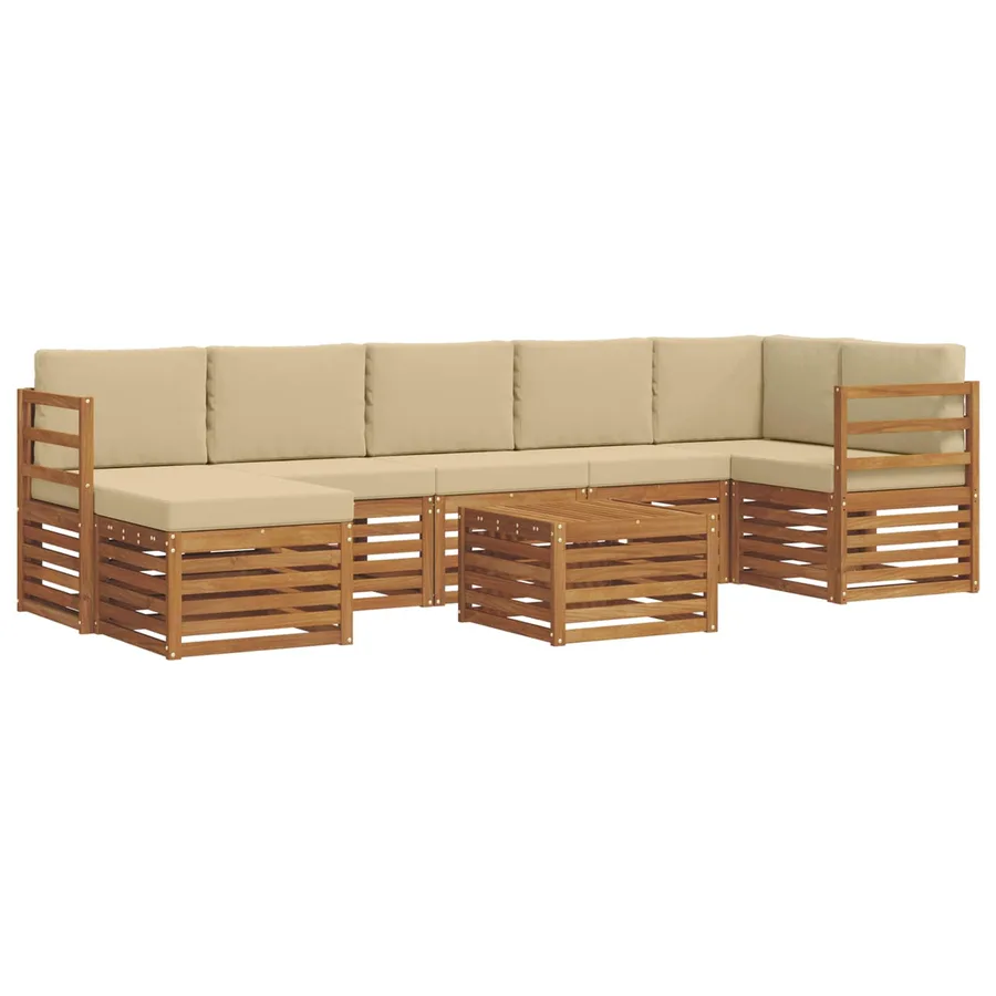 Ensemble de canapés d'extérieur 8 pcs Naturel et Beige - 2