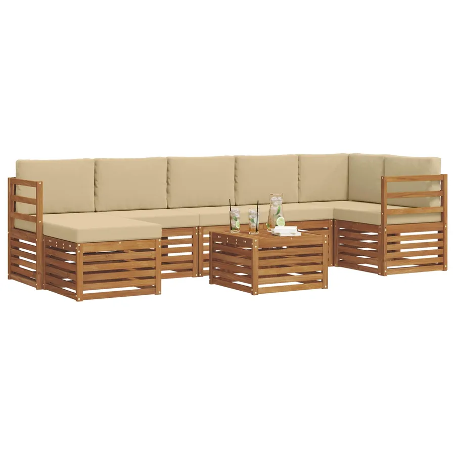 Ensemble de canapés d'extérieur 8 pcs Naturel et Beige - 3
