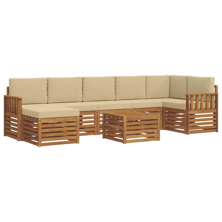 Ensemble de canapés d'extérieur 8 pcs Naturel et Beige - 2