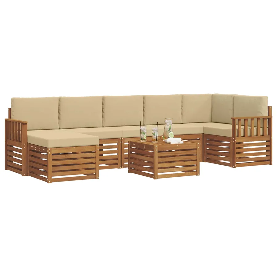 Ensemble de canapés d'extérieur 8 pcs Naturel et Beige - 3
