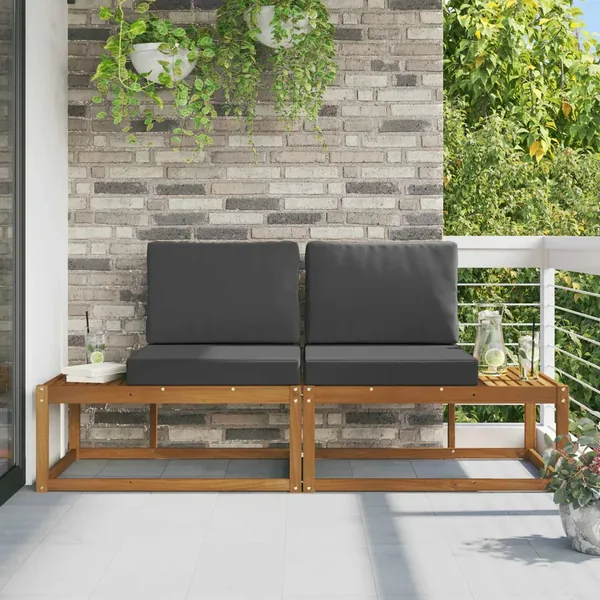 Canapé d'extérieur en bout 2 Pièce Naturel et Anthracite