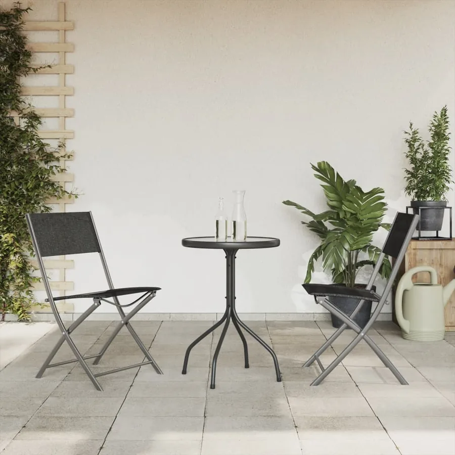 Ensemble à manger de jardin 3 pcs noir acier