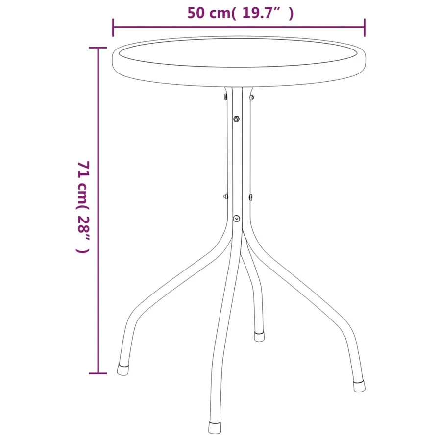 Ensemble à manger de jardin 3 pcs noir acier - 11