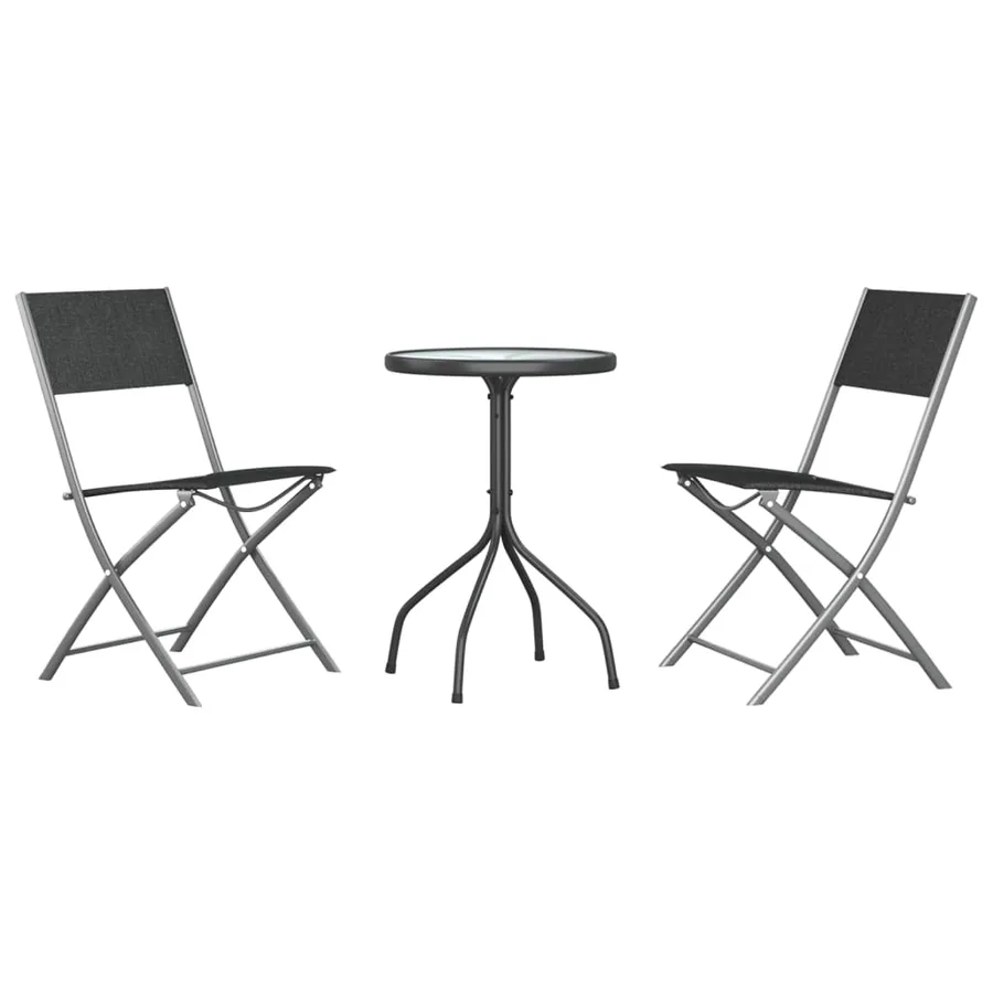 Ensemble à manger de jardin 3 pcs noir acier - 2