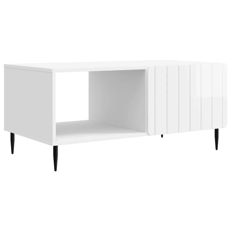Table basse Blanc brillant 90 x 50 x 40 cm Bois d'ingénierie - 2