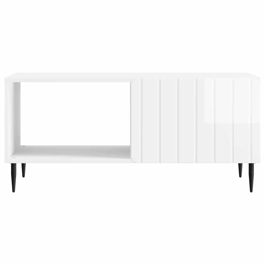 Table basse Blanc brillant 90 x 50 x 40 cm Bois d'ingénierie - 5