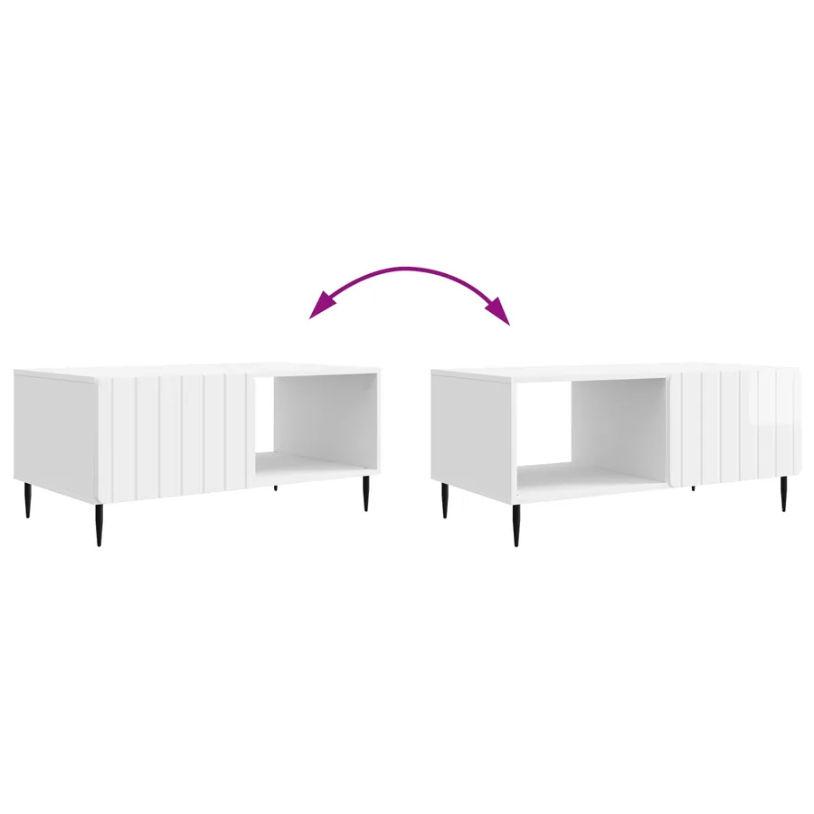 Table basse Blanc brillant 90 x 50 x 40 cm Bois d'ingénierie - 8