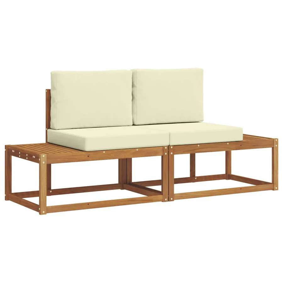 Ensemble de canapés d'extérieur avec coussin 2 pcs Naturel - 2