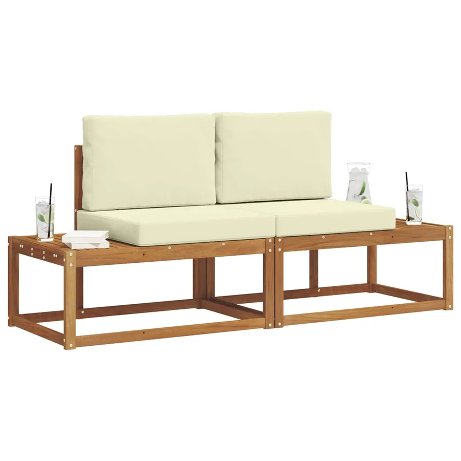 Ensemble de canapés d'extérieur avec coussin 2 pcs Naturel - 3