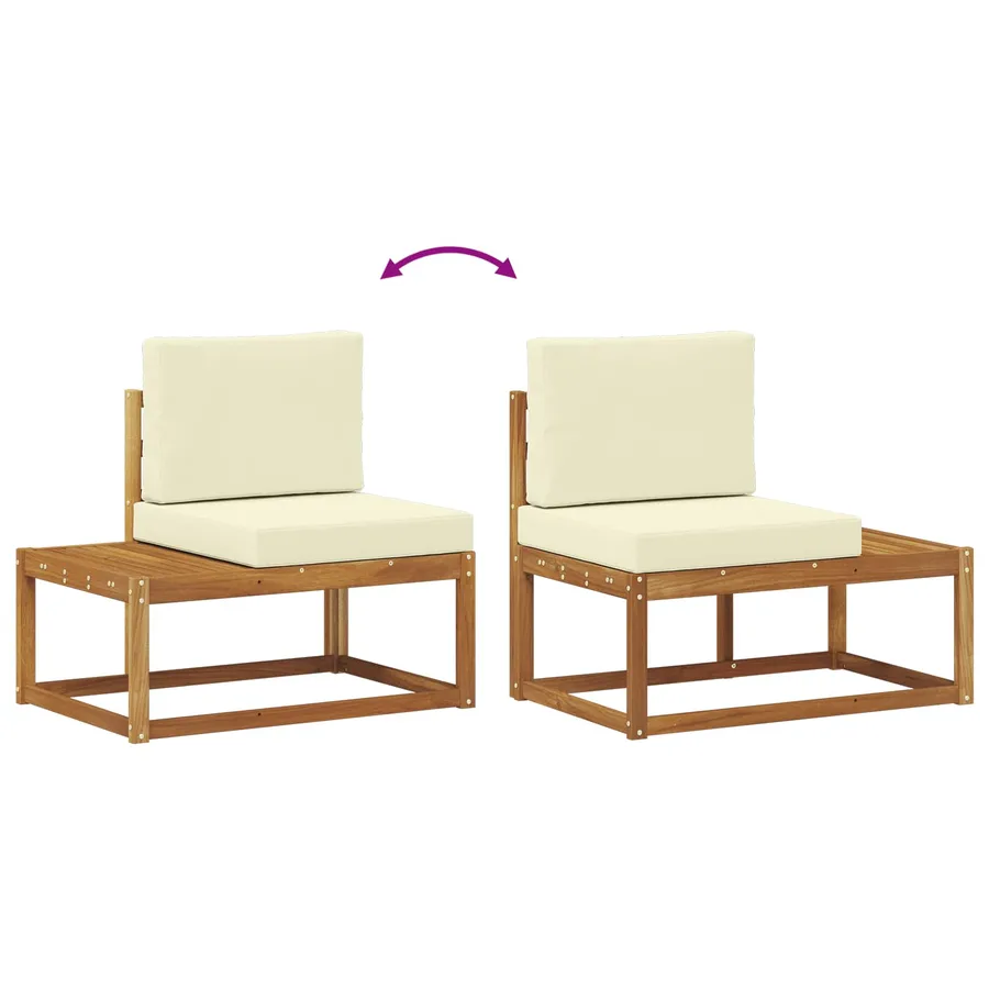Ensemble de canapés d'extérieur avec coussin 2 pcs Naturel - 7