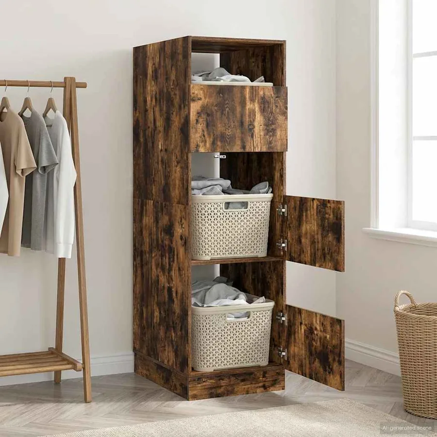 Armoire à Laver Chêne fumé 50 x 68 x 162 cm Bois d'ingénierie