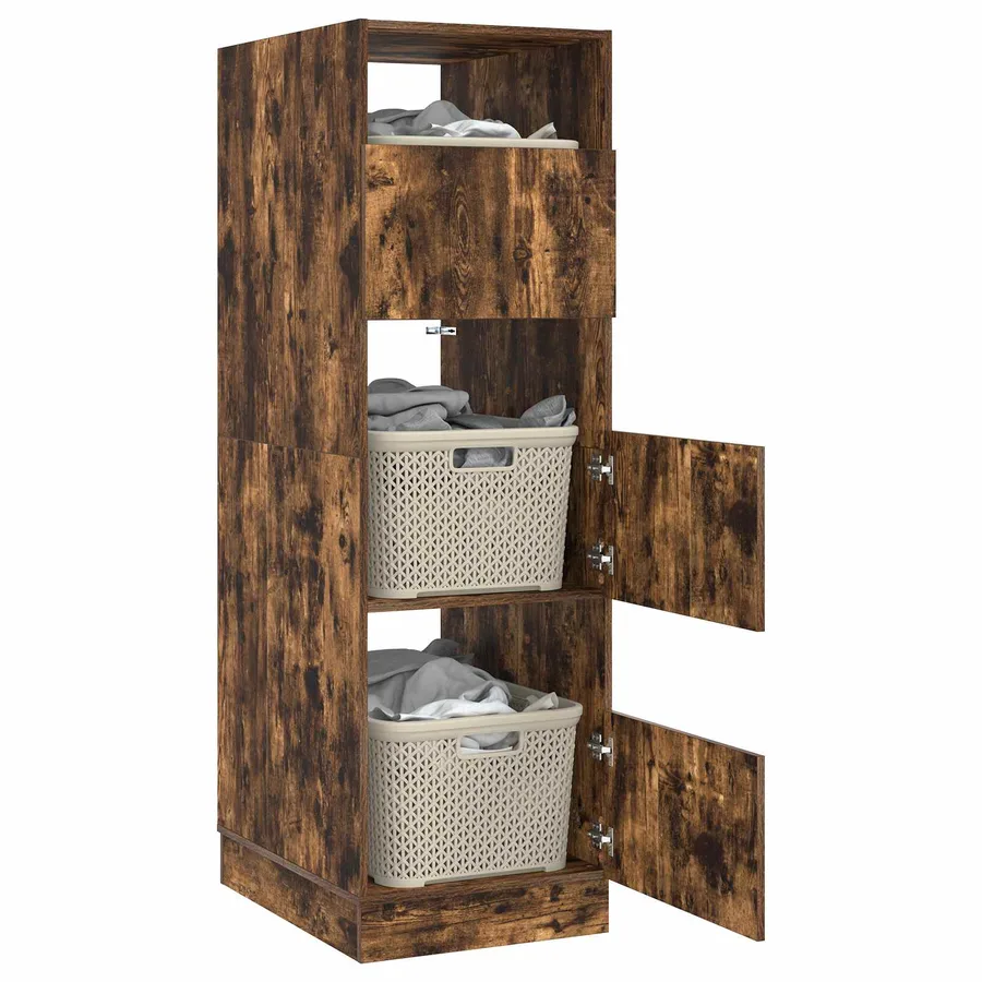 Armoire à Laver Chêne fumé 50 x 68 x 162 cm Bois d'ingénierie - 3