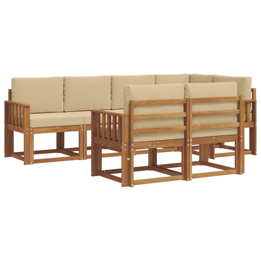 Ensemble de canapés d'extérieur 7 pcs Naturel et Beige - 2