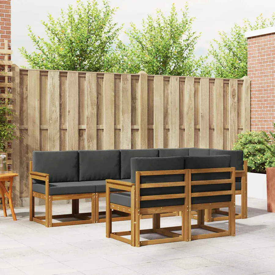 Ensemble de canapés d'extérieur 7 pcs Naturel et Anthracite