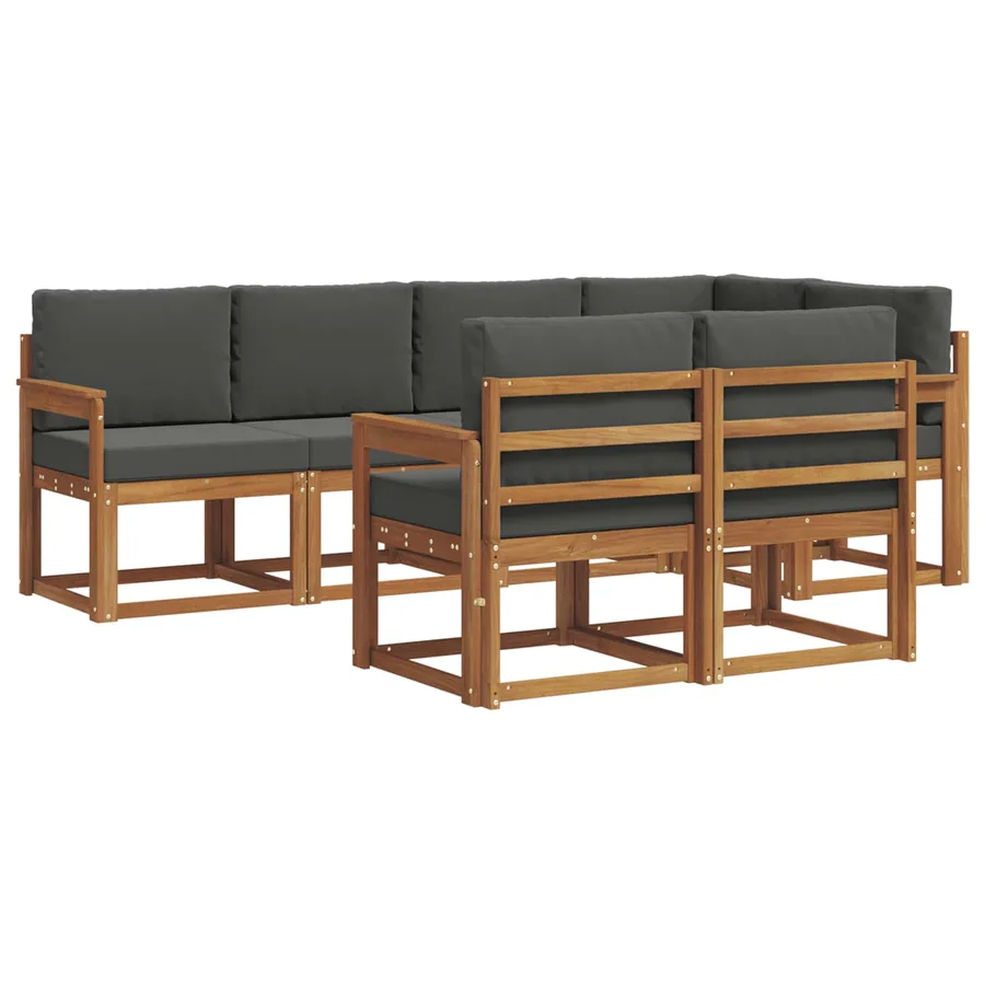 Ensemble de canapés d'extérieur 7 pcs Naturel et Anthracite - 2