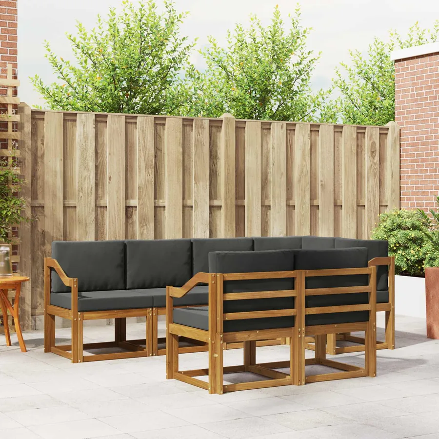 Ensemble de canapés d'extérieur 7 pcs Naturel et Anthracite