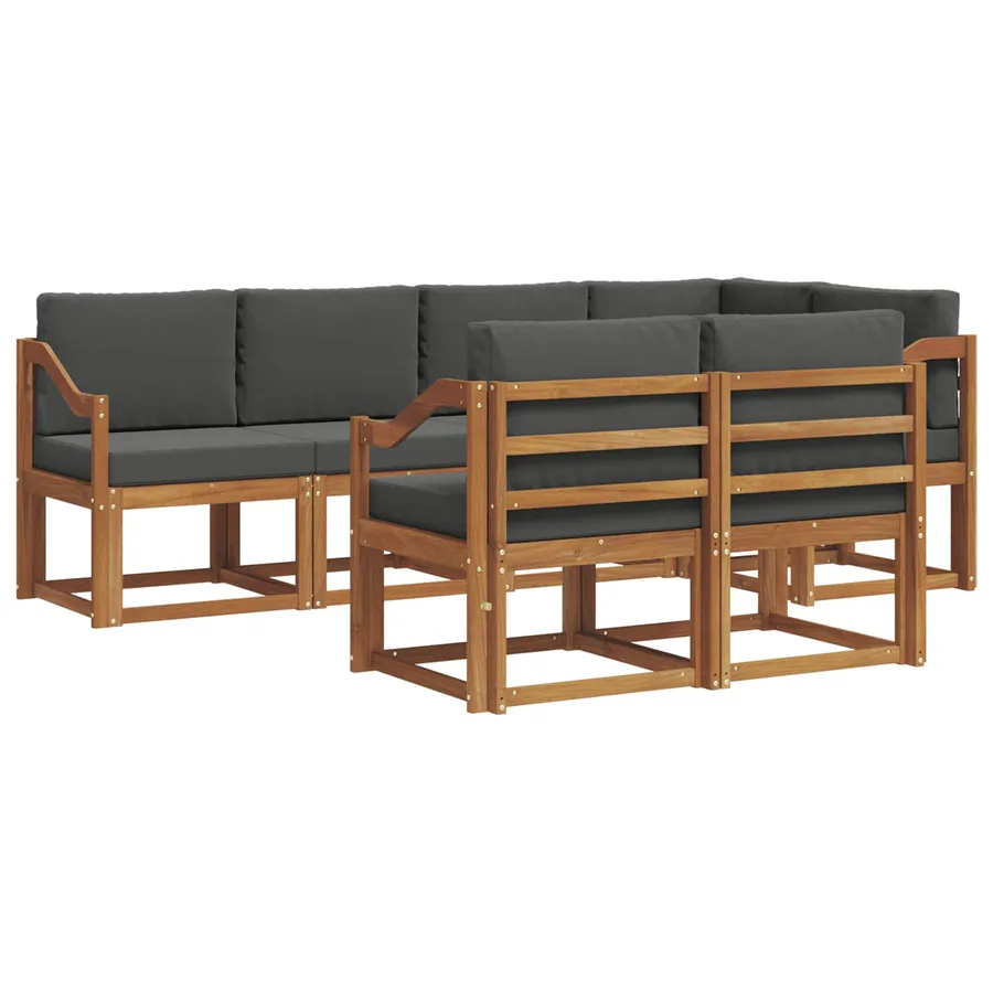 Ensemble de canapés d'extérieur 7 pcs Naturel et Anthracite - 2