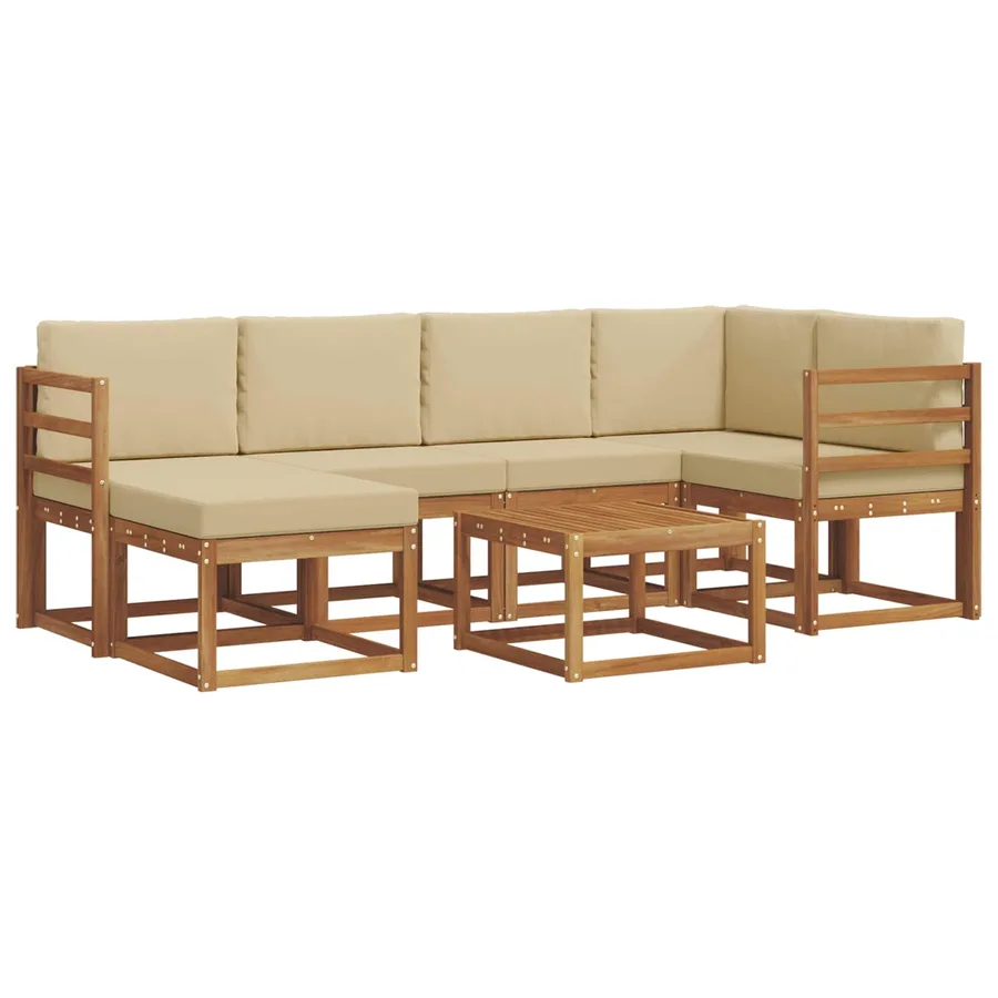 Ensemble de canapés d'extérieur 7 pcs Naturel et Beige - 2