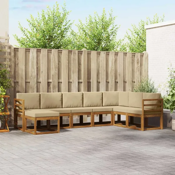 Ensemble de canapés d'extérieur 8 pcs Naturel et Beige