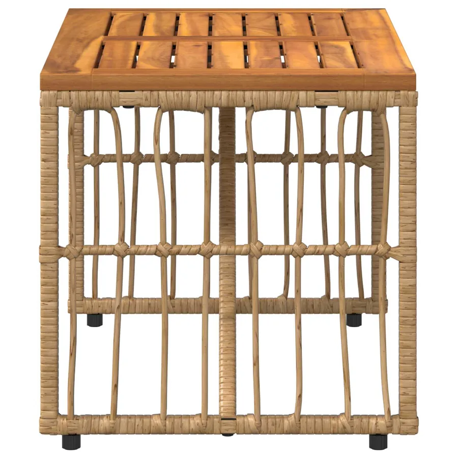 Table de jardin Naturel 80 x 40 x 40 cm Acier et Rattan Poly - 6